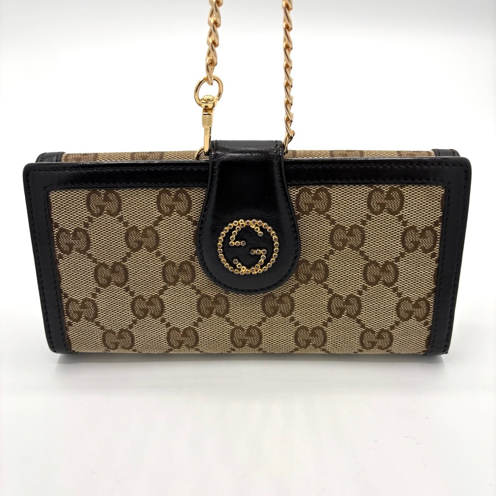 Gucci Brown and‎ Black Clutch with Iconic Monogram